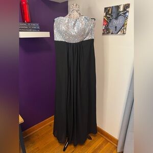 Bill Levkoff Strapless Sequined Top Gown